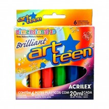 Tinta relevo dimensional c/6 cores brilliant 20ml Acrilex