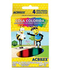 COLA COLORIDA ACRILEX 4 UNIDADES