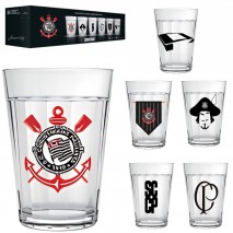 JOGO DE COPO AMERICANO DE VIDRO CORINTHIANS COM 6 PECAS 190ML