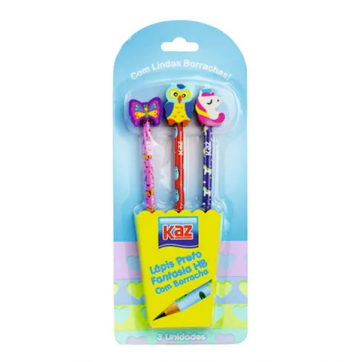 LAPIS PRETO PLAST. C/BOR FANTASIA BICHINHOS KZ4617