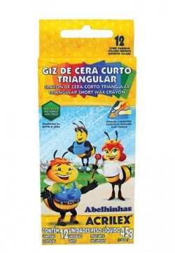 Giz de Cera Big Curto 12 cores Triangular 45g Acrilex