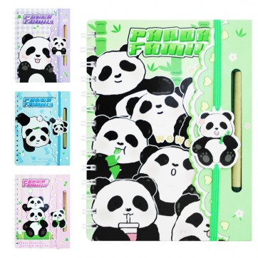 CADERNETA / BLOCO DE ANOTACAO ESPIRAL INTER PAPER PANDA FAMILY COM CANETA 60 FOLHAS 19,2X14,5CM